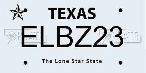 ELBZ23 Texas License Plate