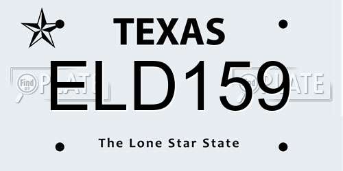 ELD159 Texas License Plate