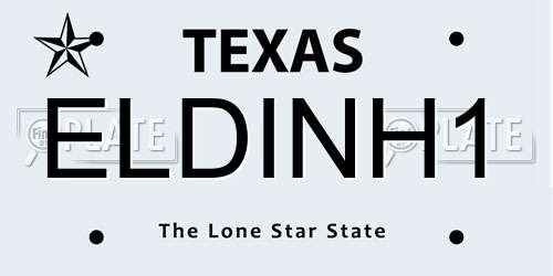 ELDINH1 Texas License Plate