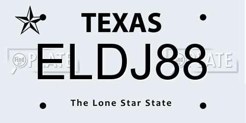 ELDJ88 Texas License Plate