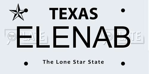 ELENAB Texas License Plate