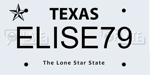 ELISE79 Texas License Plate