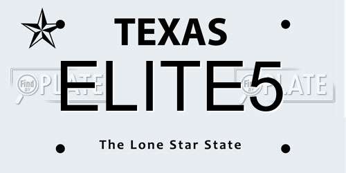 ELITE5 Texas License Plate