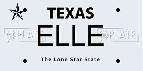 ELLE Texas License Plate