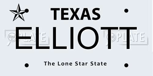 ELLIOTT Texas License Plate