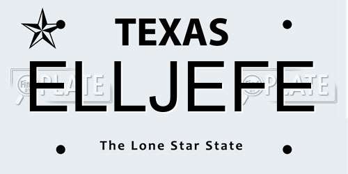 ELLJEFE Texas License Plate