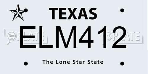 ELM412 Texas License Plate