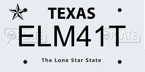 ELM41T Texas License Plate