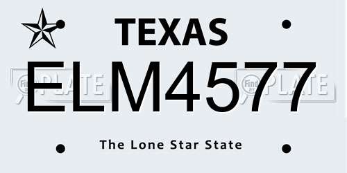ELM4577 Texas License Plate