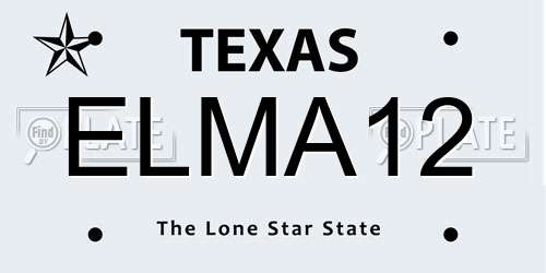 ELMA12 Texas License Plate
