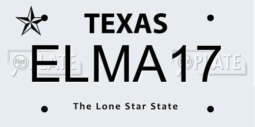 ELMA17 Texas License Plate