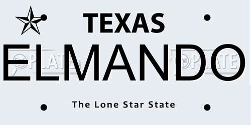 ELMANDO Texas License Plate