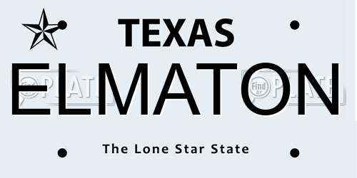 ELMATON Texas License Plate