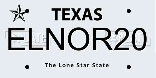 ELNOR20 Texas License Plate