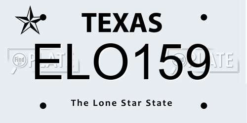 ELO159 Texas License Plate