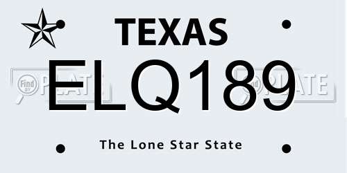 ELQ189 Texas License Plate