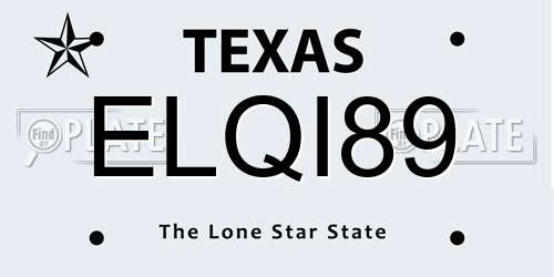 ELQI89 Texas License Plate