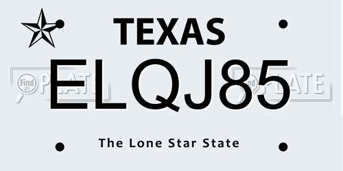 ELQJ85 Texas License Plate