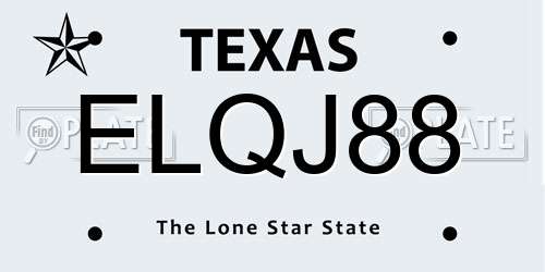 ELQJ88 Texas License Plate