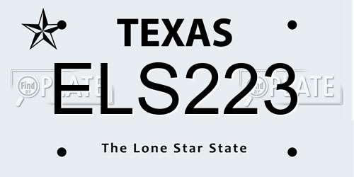 ELS223 Texas License Plate