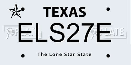 ELS27E Texas License Plate