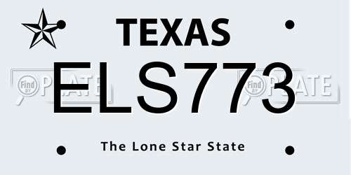 ELS773 Texas License Plate