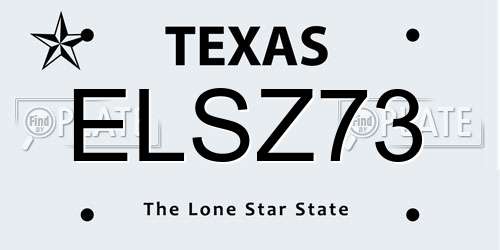 ELSZ73 Texas License Plate