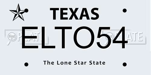 ELTO54 Texas License Plate