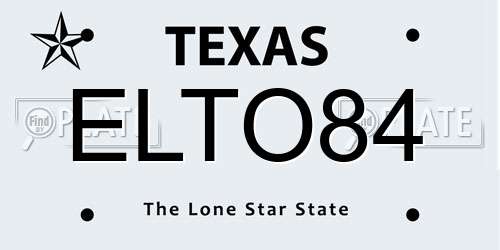 ELTO84 Texas License Plate