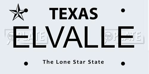 ELVALLE Texas License Plate