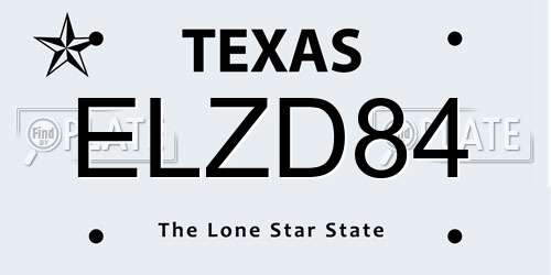 ELZD84 Texas License Plate