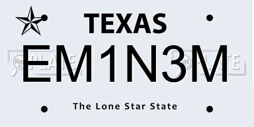 EM1N3M Texas License Plate