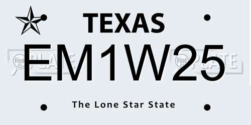 EM1W25 Texas License Plate