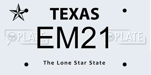 EM21 Texas License Plate
