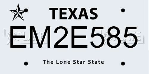 EM2E585 Texas License Plate