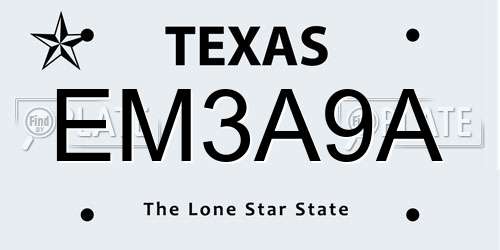 EM3A9A Texas License Plate