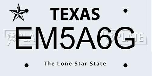 EM5A6G Texas License Plate