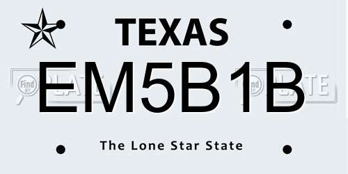 EM5B1B Texas License Plate