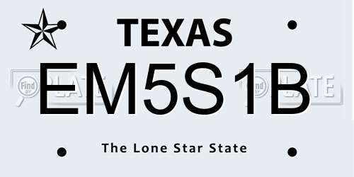 EM5S1B Texas License Plate
