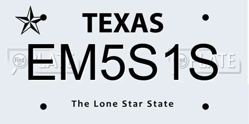 EM5S1S Texas License Plate
