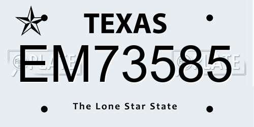 EM73585 Texas License Plate