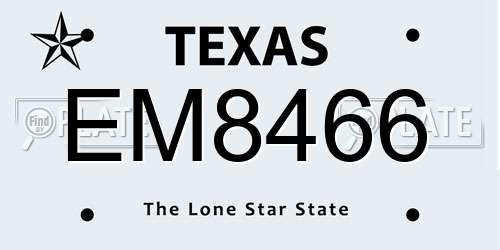 EM8466 Texas License Plate