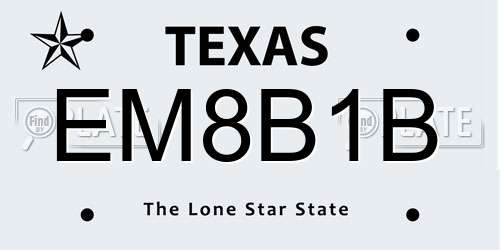 EM8B1B Texas License Plate
