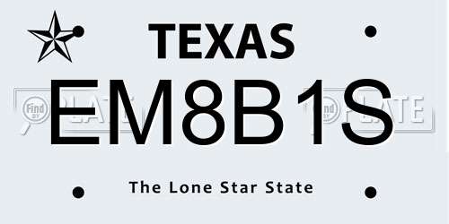 EM8B1S Texas License Plate