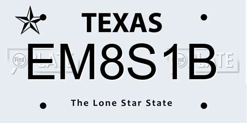 EM8S1B Texas License Plate