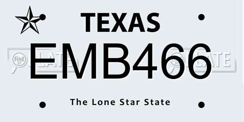 EMB466 Texas License Plate