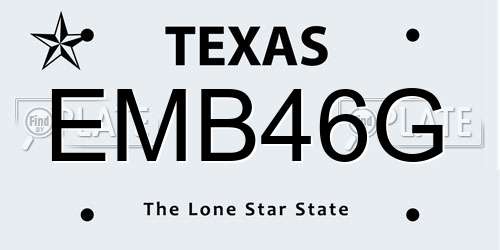 EMB46G Texas License Plate