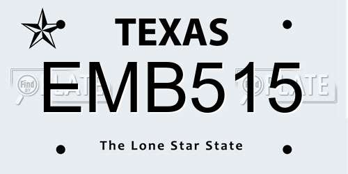 EMB515 Texas License Plate