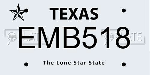 EMB518 Texas License Plate