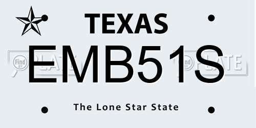 EMB51S Texas License Plate